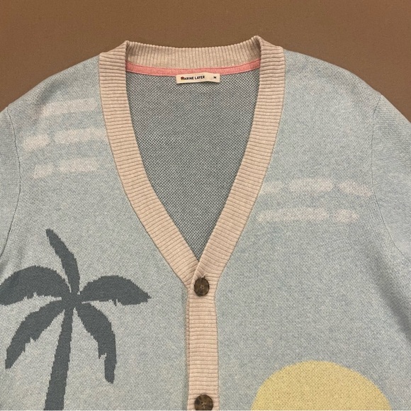 Marine Layer Men’s Palm Tree Sunset Finn Intarsia Cardigan Sweater Size Medium - Picture 5 of 14